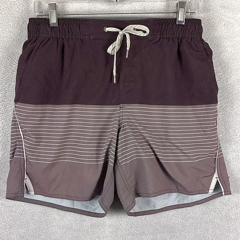 Vuori Shorts Mens S Burgundy Brown Stripe Trail Preppy Outdoors Training Workout